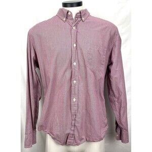 J Crew Shirt Men's XL 17.5 35 Red Gingham Cotton Long Sleeve Button Down